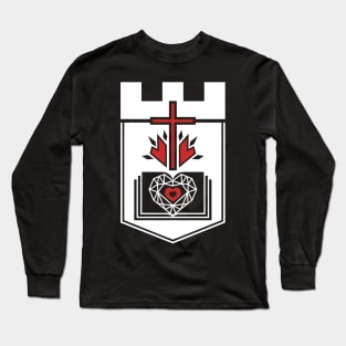 Cross of Jesus Christ on the background of the fortress, bible and diamond. Long Sleeve T-Shirt